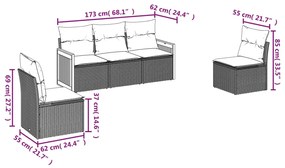 vidaXL Σετ Καναπέ Κήπου 5 τεμ. Μπεζ Συνθετικό Ρατάν με Μαξιλάρι