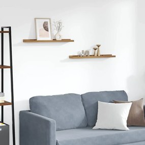 vidaXL Ράφι Τοίχου με ράφι 2 pcs Καφέ 60 x 9 x 3 cm Επεξεργασμένο ξύλο