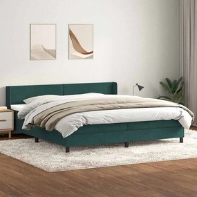 Κρεβάτι Boxspring με Στρώμα Σκούρο Πράσινο 180x210εκ. Βελούδινο - Πράσινο