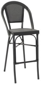 WOODWELL COSTA Σκαμπό BAR με Πλάτη, Αλουμίνιο Απόχρωση Μαύρο, Textilene Μαύρο 50x55x76/116cm Ε289,2