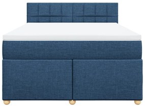 Κρεβάτι Boxspring με Στρώμα Μπλε 140x200 εκ. Υφασμάτινο - Μπλε