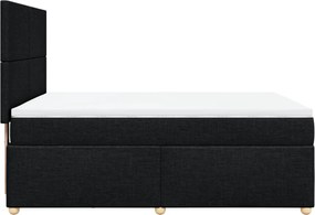 vidaXL Κρεβάτι Boxspring με Στρώμα Μαύρο 140x190 εκ. Υφασμάτινο