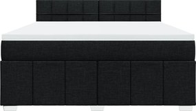 vidaXL Κρεβάτι Boxspring με Στρώμα Μαύρο 180x200 εκ. Υφασμάτινο