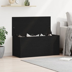 vidaXL Κουτί αποθήκευσης με καπάκι Μαύρο Ξύλο 100x42x46 εκ. Επεξεργασμένο ξύλο
