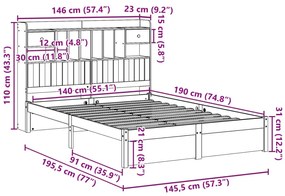 ΚΡΕΒΑΤΙ ΒΙΒΛΙΟΘΗΚΗ ΧΩΡΙΣ ΣΤΡΩΜΑ 140X190 ΕΚ ΜΑΣΙΦ ΞΥΛΟ ΠΕΥΚΟΥ 3322412