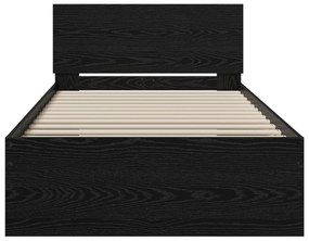 vidaXL Κρεβάτι  με Υποκείμενο Μαύρη Δρυς 90x200 cm Επεξεργασμένο Ξύλο