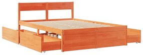 vidaXL Σκελετός Κρεβ. Χωρίς Στρώμα Καφέ Κεριού 135x190 εκ Μασίφ Πεύκο