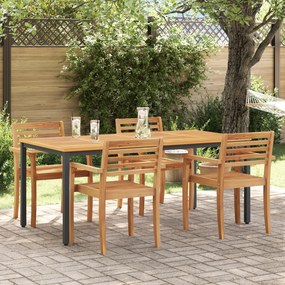 vidaXL τραπέζι κήπου 180x90x75 εκ. από συμπαγές ξύλο ακακίας και μέταλλο