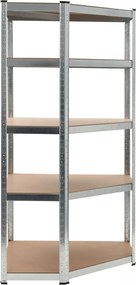 vidaXL Ραφιέρα Γωνιακή 5Επιπέδων Ασημί από Ατσάλι &amp; Επεξεργασμένο Ξύλο