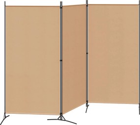 vidaXL 3-Panel Room Divider Μπεζ 260 x 180 cm Ύφασμα