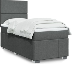 vidaXL Κρεβάτι Boxspring με Στρώμα Σκούρο Γκρι 90x190 εκ. Υφασμάτινο