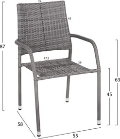ΣΕΤ ΤΡΑΠΕΖΑΡΙΑΣ MORNER HM21195 ΤΡΑΠΕΖΙ ΜΕ 4 ΠΟΛΥΘΡΟΝΕΣ--ΓΚΡΙ