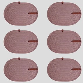 Σουπλά (Σετ 6Τμχ) 171JTR1275 30x40x1cm Beige-Brown Aberto Design Cotton,Leather