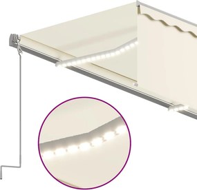 vidaXL Ηλεκτρική τέντα με LED και αισθητήρα 3 x 2,5 m Κρεμ