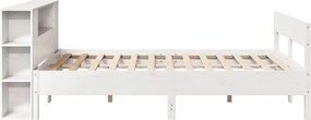 vidaXL Κρεβάτι Βιβλιοθήκη Χωρίς Στρώμα Λευκό 135x190 εκ Μασίφ Πεύκο