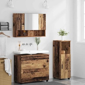 vidaXL Σετ Επίπλων Μπάνιου με ράφι 3 pcs Παλαιό ξύλο 76,5 x 35 x 64 εκ