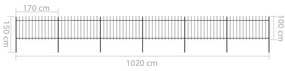 vidaXL Κάγκελα Περίφραξης με Λόγχες Μαύρα 10,2 x 1 μ. από Χάλυβα