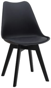 Καρέκλα τραπεζαρίας Viva Megapap PP - PU μαύρο - ξύλινο μαύρο πόδι 48,5x54x80εκ.