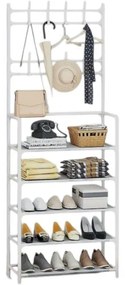 Κρεμάστρα Δαπέδου με Ράφια Παπουτσιών Λευκό