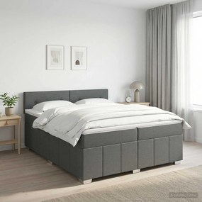 vidaXL Κρεβάτι box spring με στρώμα Σκούρο Γκρι 200 x 200 cm Ύφασμα