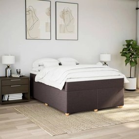 vidaXL Κρεβάτι Boxspring με Στρώμα Σκούρο Καφέ 160x200 εκ Υφασμάτινο