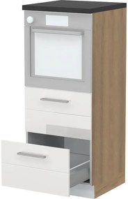 Επιδαπέδιο ντουλάπι φούρνου ψηλό Hudson K14-60-2MB-Καρυδί - Λευκό - 60.00Χ60.00Χ148.00cm