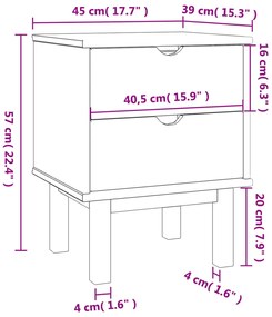 vidaXL Κομοδίνο OTTA Καφέ / Γκρι 45x39x57 εκ. από Μασίφ Ξύλο Πεύκου