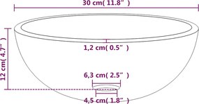 vidaXL Νιπτήρας 30 x 12 εκ. Χρώμα Χρυσού από Ψημένο Γυαλί