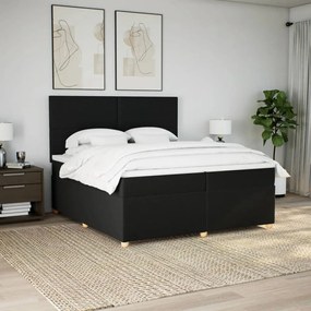 vidaXL Κρεβάτι Boxspring με Στρώμα Μαύρο 200x200 εκ. Υφασμάτινο