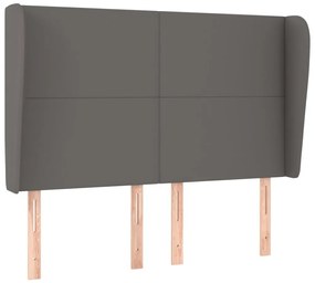 Κεφαλάρι με Πτερύγια Γκρι 147x23x118/128 εκ. Συνθετικό Δέρμα - Γκρι
