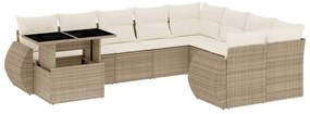 vidaXL Σετ Καναπέ Κήπου 10 τεμ. Μπεζ Συνθετικό Ρατάν με Μαξιλάρια