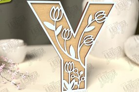 Intra απο ξύλο plywood Χρώμα wenge 3mm-4mm πάχος - Γράμματα λουλουδιών | Alphabet | Floral Design Δίασταση 30x20 cm INTRAFABR-46982380