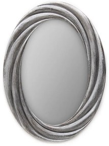 Kαθρέφτης τοίχου οβάλ πλαστικός σε χρώμα ασημί 76x56
