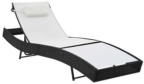 vidaXL Ξαπλώστρα Μαύρη από Συνθετικό Ρατάν με Μαξιλάρι