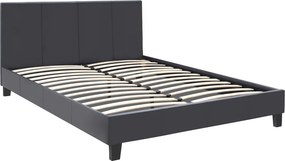 Κρεβάτι Flat Megapap από τεχνόδερμα χρώμα μαύρο ματ 150x200εκ.