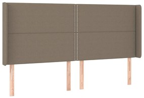 Κρεβάτι Boxspring με Στρώμα &amp; LED Taupe 160x200 εκ. Υφασμάτινο - Μπεζ-Γκρι