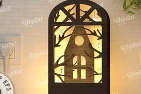 Σετ των 2 Intra απο ξύλο plywood 3mm-4mm πάχος – κοπής με λέιζερ Led νυχτερινού παραθύρου Δίασταση 20x20 cm INTRAFABR-107960539