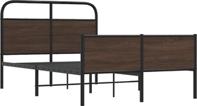 vidaXL Πλαίσιο Κρεβατιού Χωρ. Στρώμα Καφέ Δρυς 135x190εκ. Επ. Ξύλο