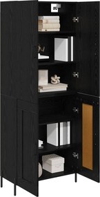 vidaXL Highboard Μαύρη Οξυά 69,5 x 34 x 180 εκ. Επεξεργασμένο ξύλο