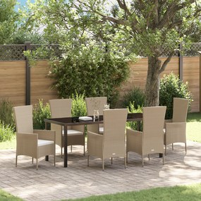 vidaXL Σετ Τραπεζαρίας Κήπου 7 pcs Μπεζ, Μαύρο 200 x 80 x 73 εκ