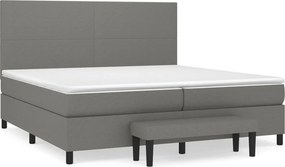 vidaXL Κρεβάτι Boxspring με Στρώμα Σκούρο Γκρι 200x200 εκ. Υφασμάτινο