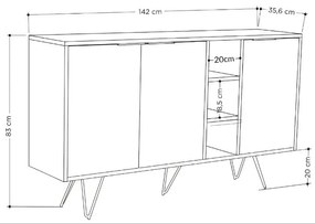 Μπουφές Clara Megapap χρώμα sandstone 142x35,6x83εκ.