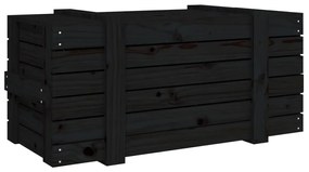 Κουτί Αποθήκευσης Μαύρα 91x40,5x42 εκ. Μασίφ Ξύλο Πεύκου - Μαύρο