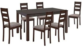 Τραπεζαρία Sienna (Σετ 7Τμχ) Ε788,1S 150x90x74cm Dark Walnut-Beige Six Seater Ξύλο,Ύφασμα