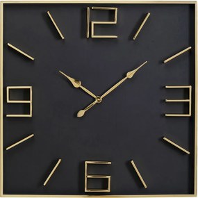 Ρολόι Τοίχου Gamble Μαύρο/Χρυσό 92x6x92 εκ. - Μαύρο