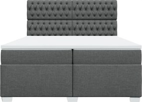 vidaXL Κρεβάτι Boxspring με Στρώμα Σκούρο Γκρι 200x200 εκ. Υφασμάτινο