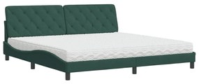 vidaXL Κρεβάτι με Στρώμα Σκούρο Πράσινο 200x200εκ. Βελούδινο