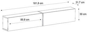 Έπιπλο τηλεόρασης επιτοίχιο Figure Megapap με LED χρώμα μαύρο εφέ μαρμάρου 181,8x31,7x30εκ.