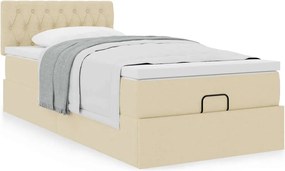 vidaXL Οθωμανικό κρεβάτι με στρώμα Cream 90x190cm ύφασμα