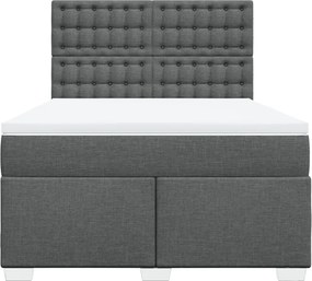 vidaXL Κρεβάτι Boxspring με Στρώμα Σκούρο Γκρι 140x200 εκ Υφασμάτινο